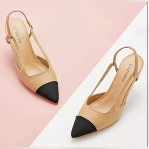 C.Paravano Pointed Toe Slingback Pumps Comfort Heeled Sandals